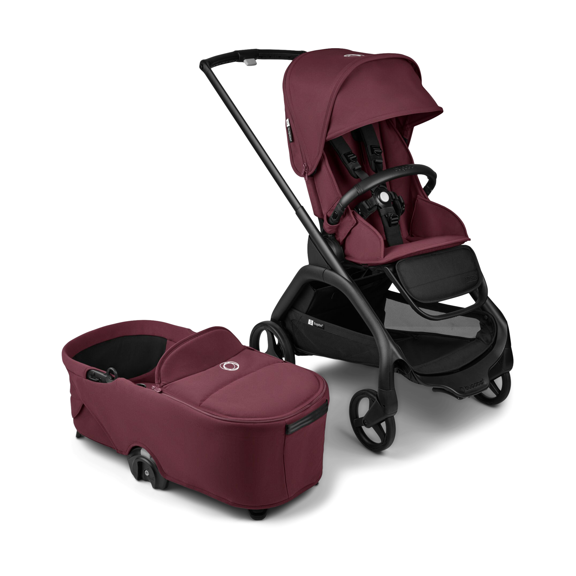 Bugaboo Dragonfly Seat and Bassinet Complete - Dark Cherry.