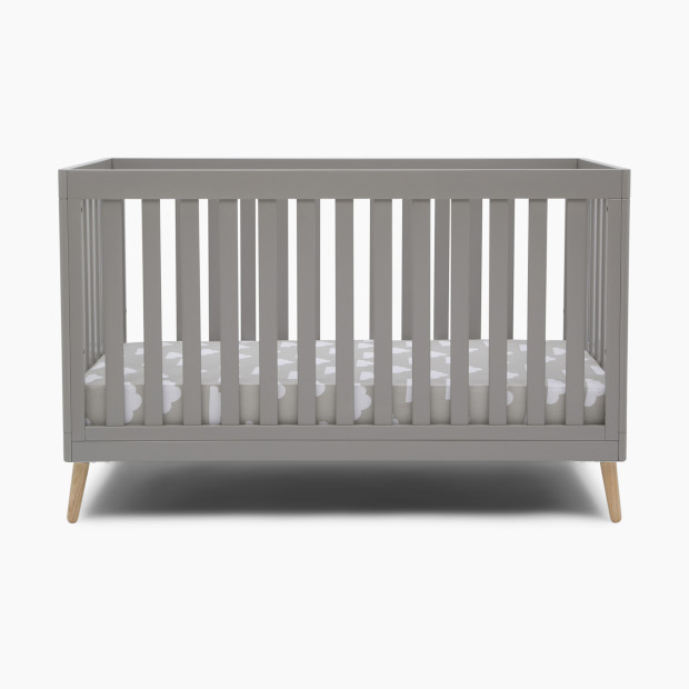 Delta Children Essex 4-in-1 Convertible Baby Crib - Grey With Natural Legs.