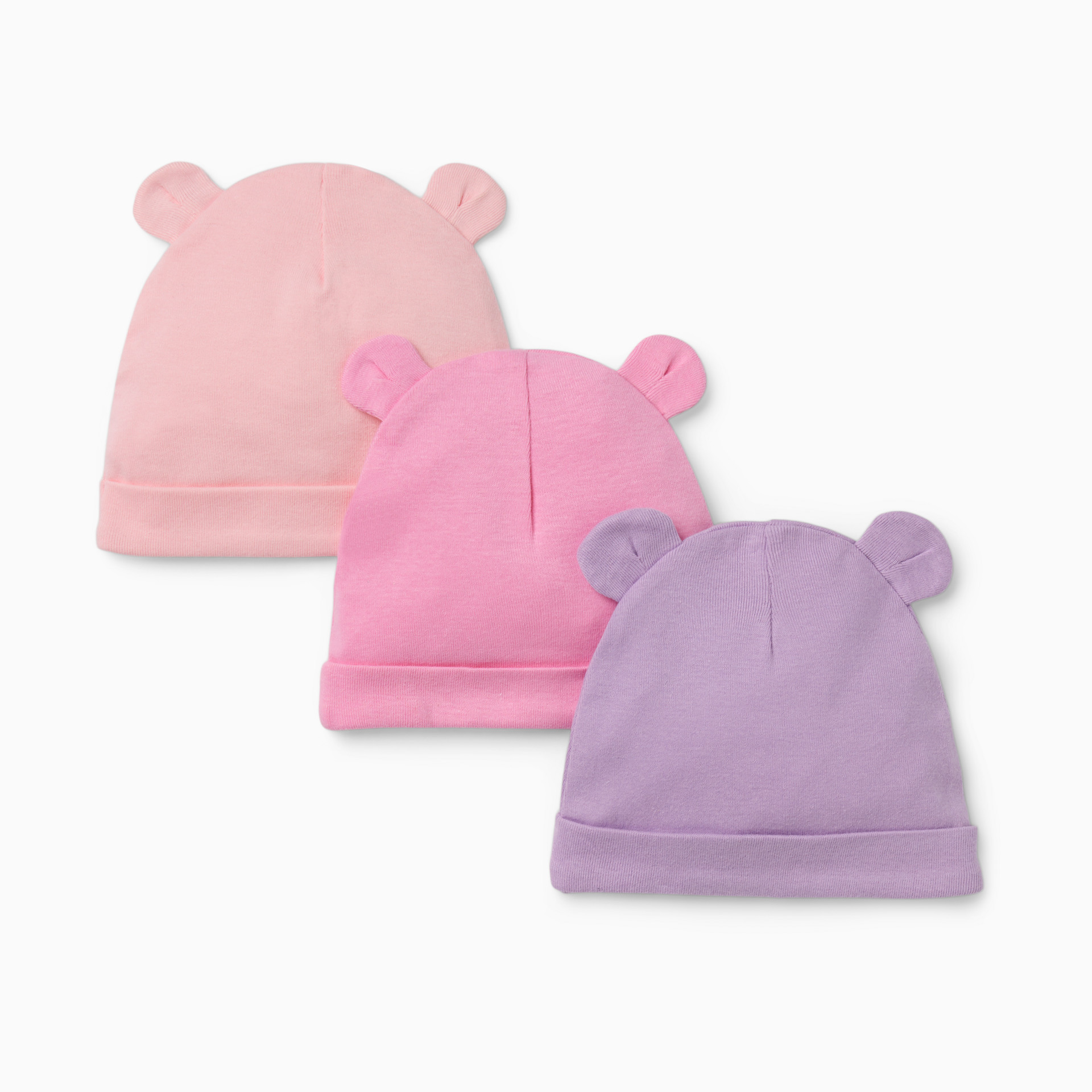 Small Story Organic Cotton Bear Hat (3 Pack) in Pinks Size 0-6 M