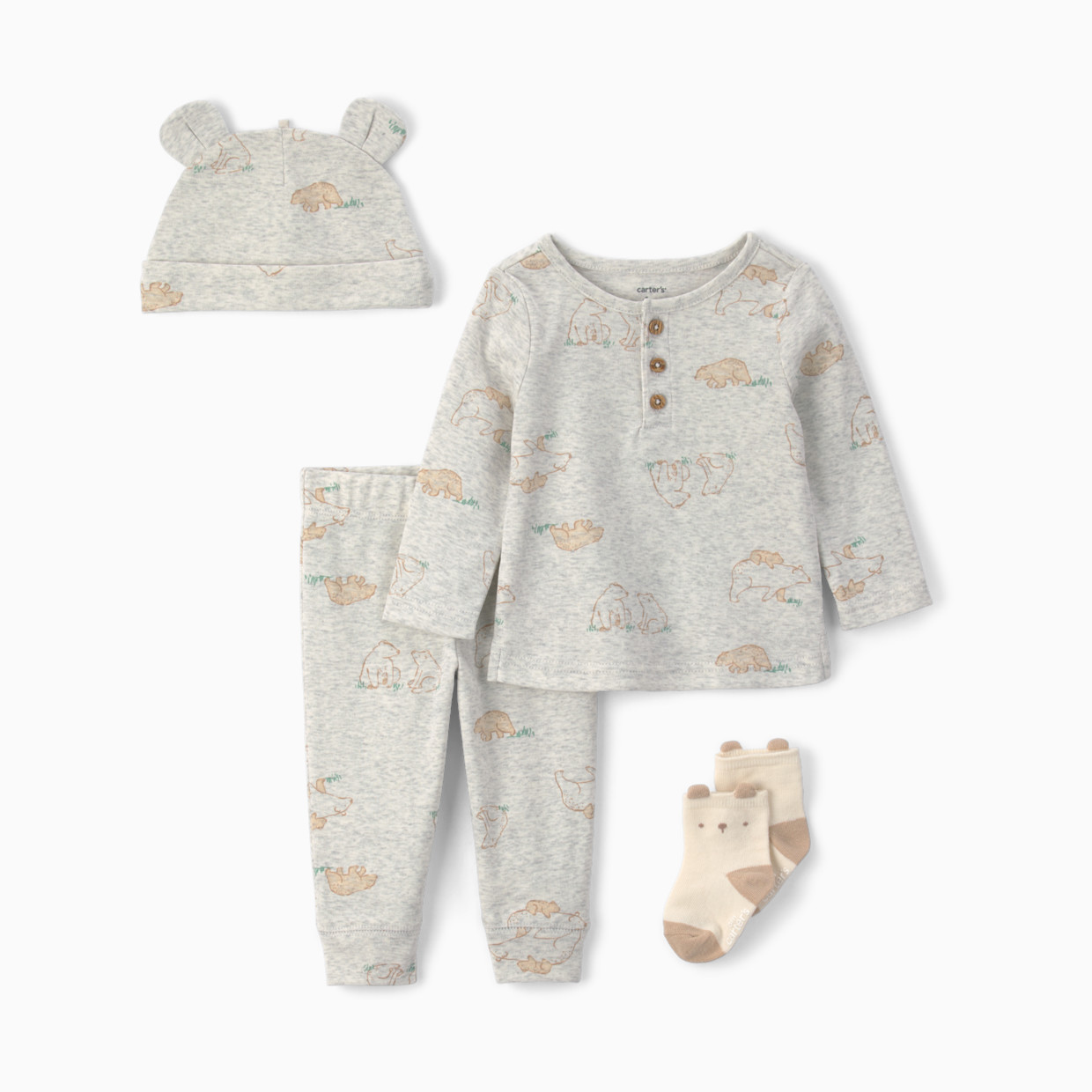 Carter's 4-Piece Outfit Gift Set - Gray Bear, Nb.