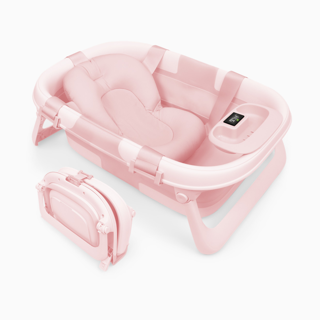 Jool Baby Fold ‘n Store Baby Bathtub With Built-in Thermometer - Pink.