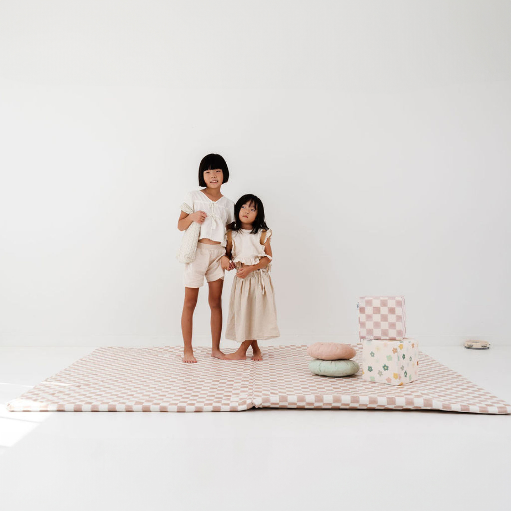 Toki Kids Standard Vegan Leather Play Mat - Checker Toffee.