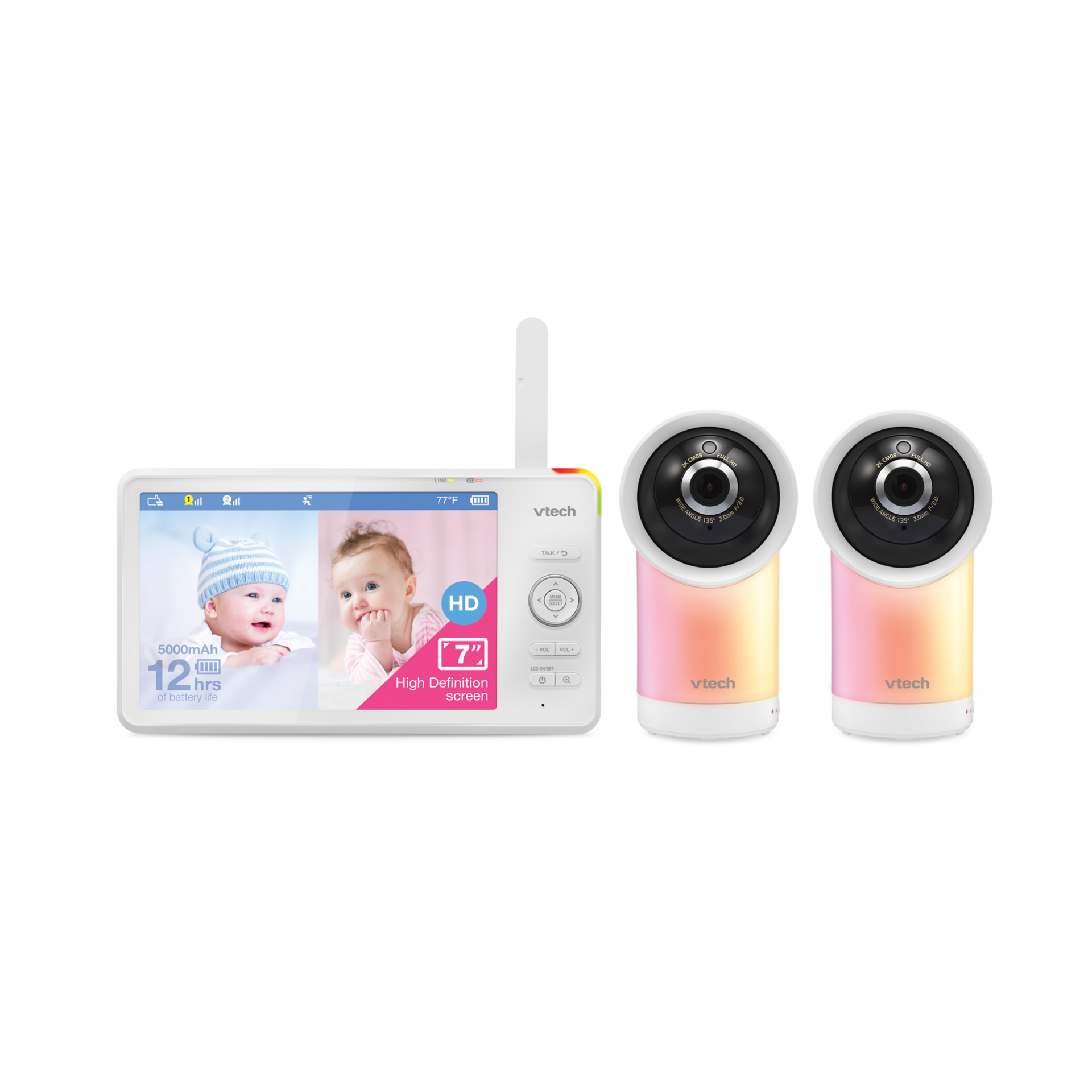 VTech RM7766-2HD 2 Camera 7" Smart 1080p Pan & Tilt Video Monitor.