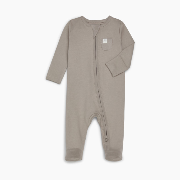 Tiny Kind Solid Zip Up Footie - Taupe, 0-3 M.