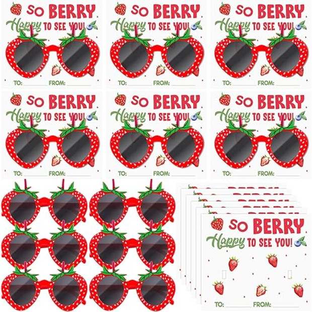WinnerWhy 12 Sets Strawberry Party Favors Sunglasses with Berry Card.