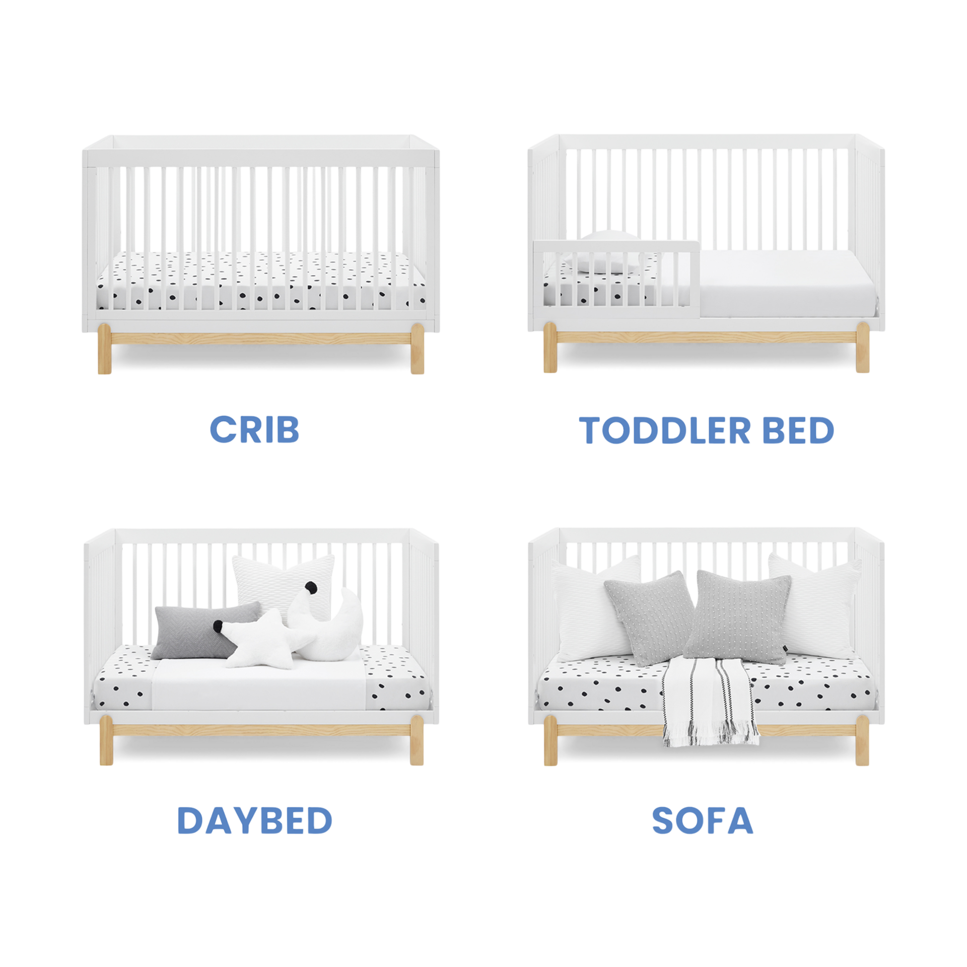 Delta Children Poppy 4-in-1 Convertible Crib - Bianca White/Natural.