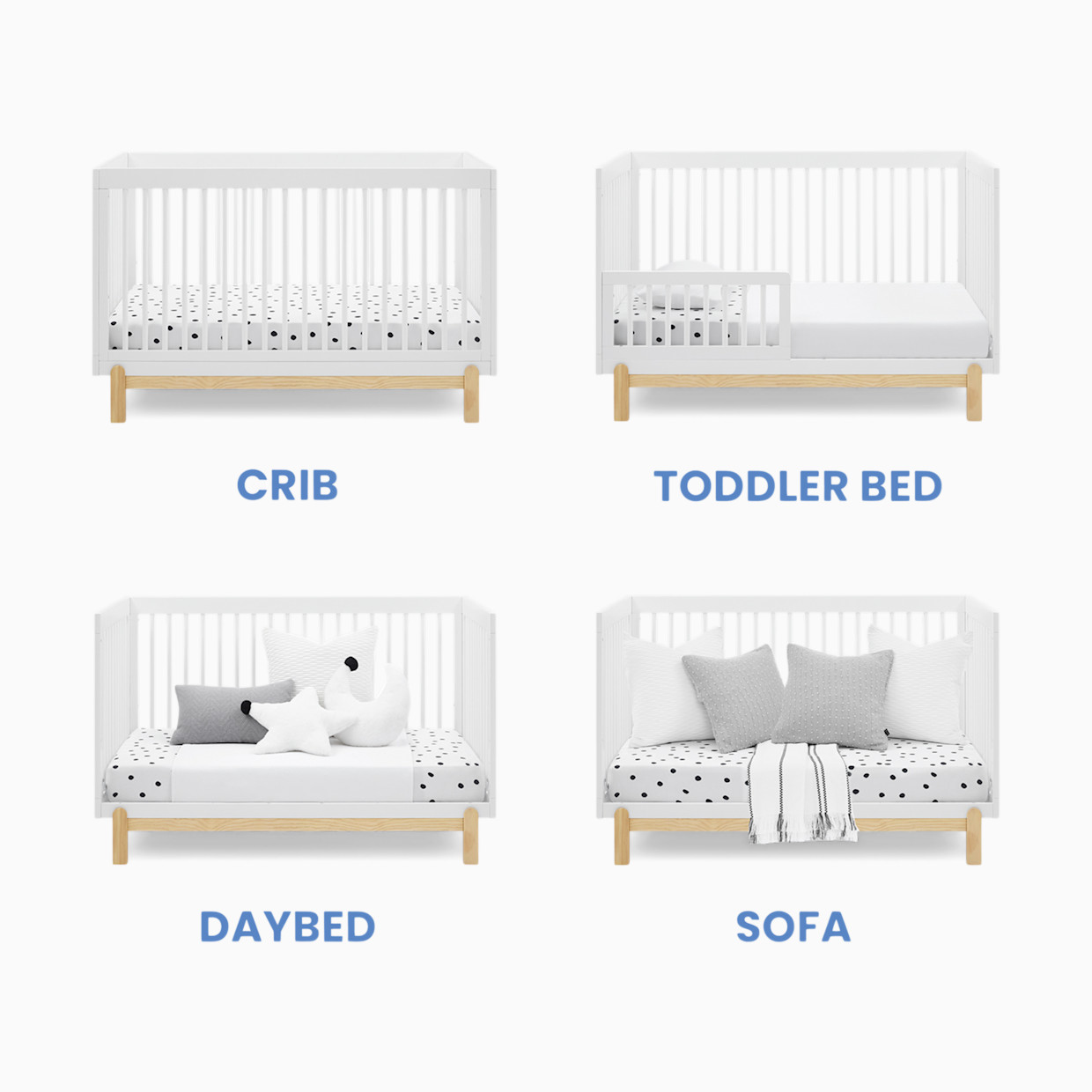 Delta Children Poppy 4-in-1 Convertible Crib - Bianca White/Natural.