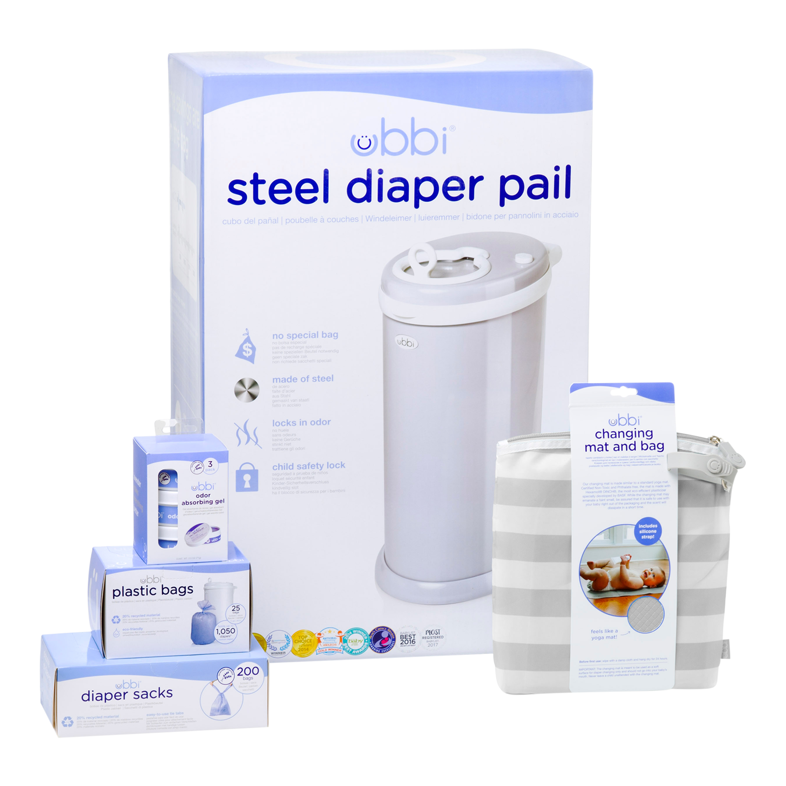Ubbi Diaper Pail Value Gift Set Grey Babylist Shop
