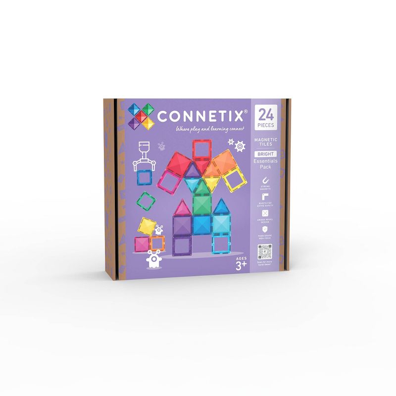 CONNETIX Magnetic Tiles Bright Essentials Pack Building Blocks.