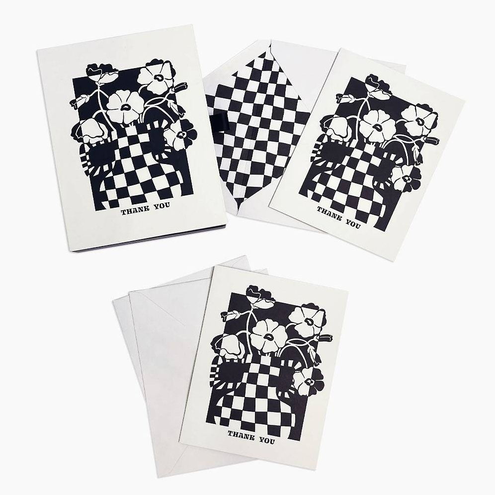 Paper Source Checker Vase Floral Thank You Card Set.