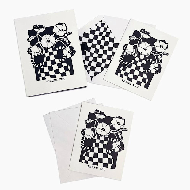 Paper Source Checker Vase Floral Thank You Card Set.