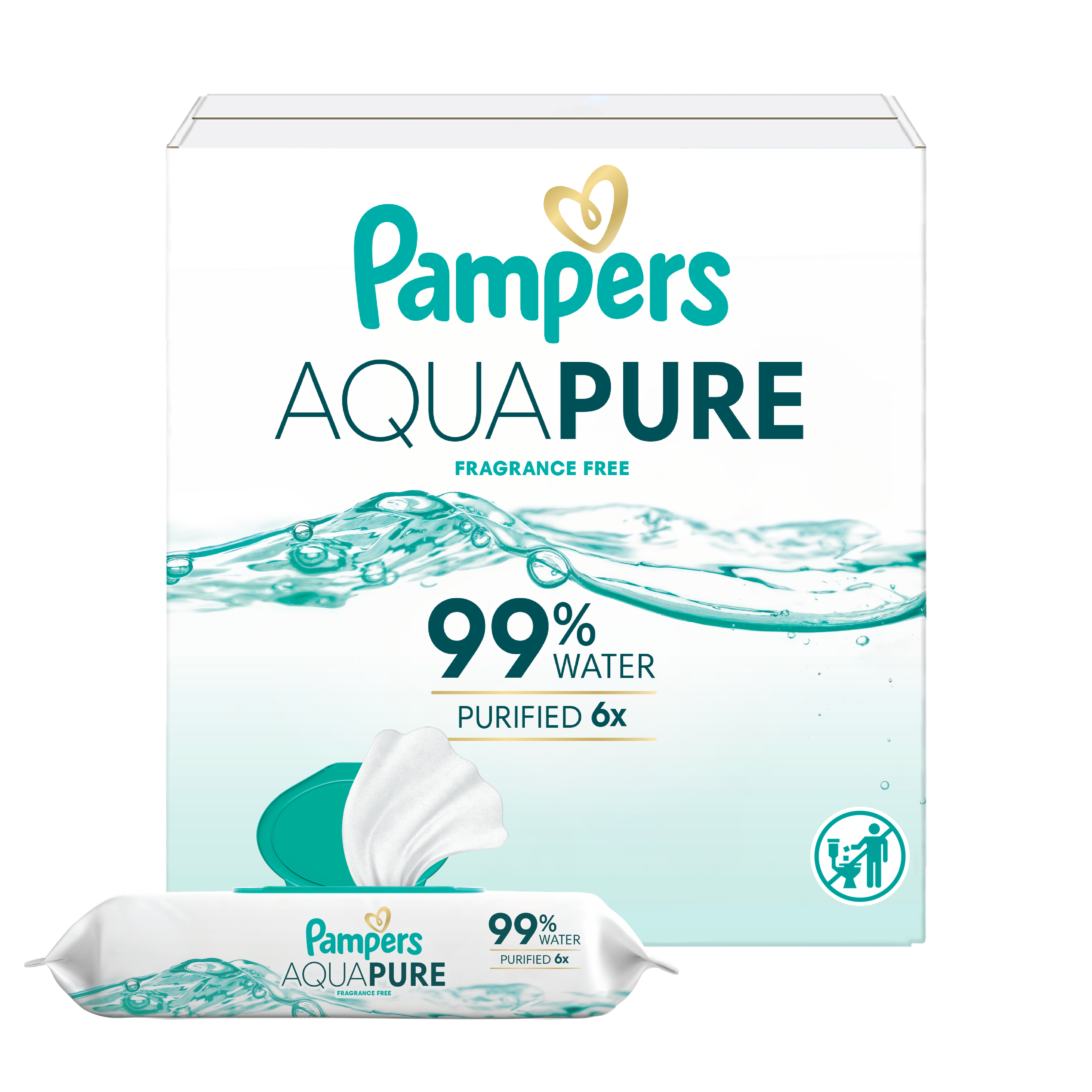 Pampers Baby Wipes Aqua Pure, 99% water-based wipes, Hypoallergenic and Unscented Baby Wipes, 672 Wipes Total (12 Flip-Top Packs)