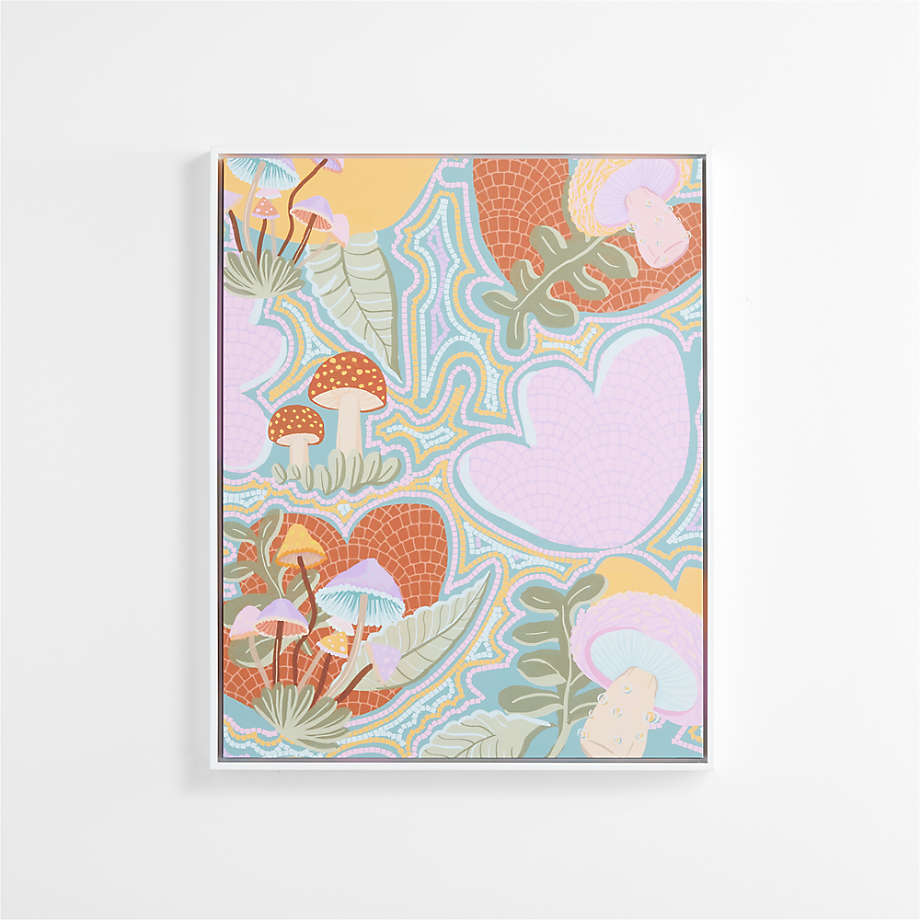 Mushroom Botanical Framed Canvas Wall Art Print.