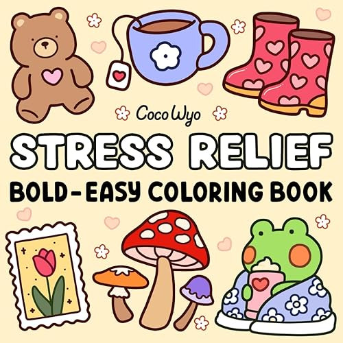  Stress Relief: Easy Coloring Book for Adults.