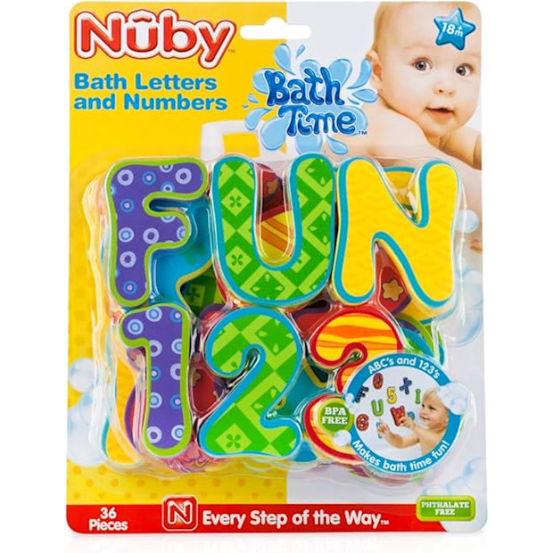 Nuby Waterproof Foam Bath Alphabet and Number Set.