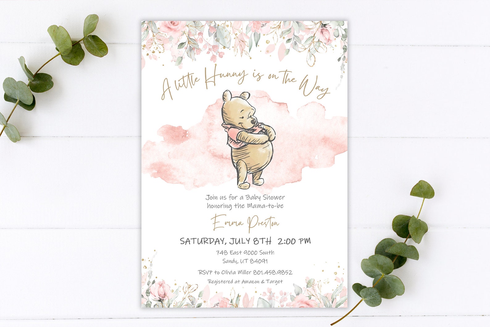 To You From Me Invites Winnie-the-pooh Baby Shower Invitation.