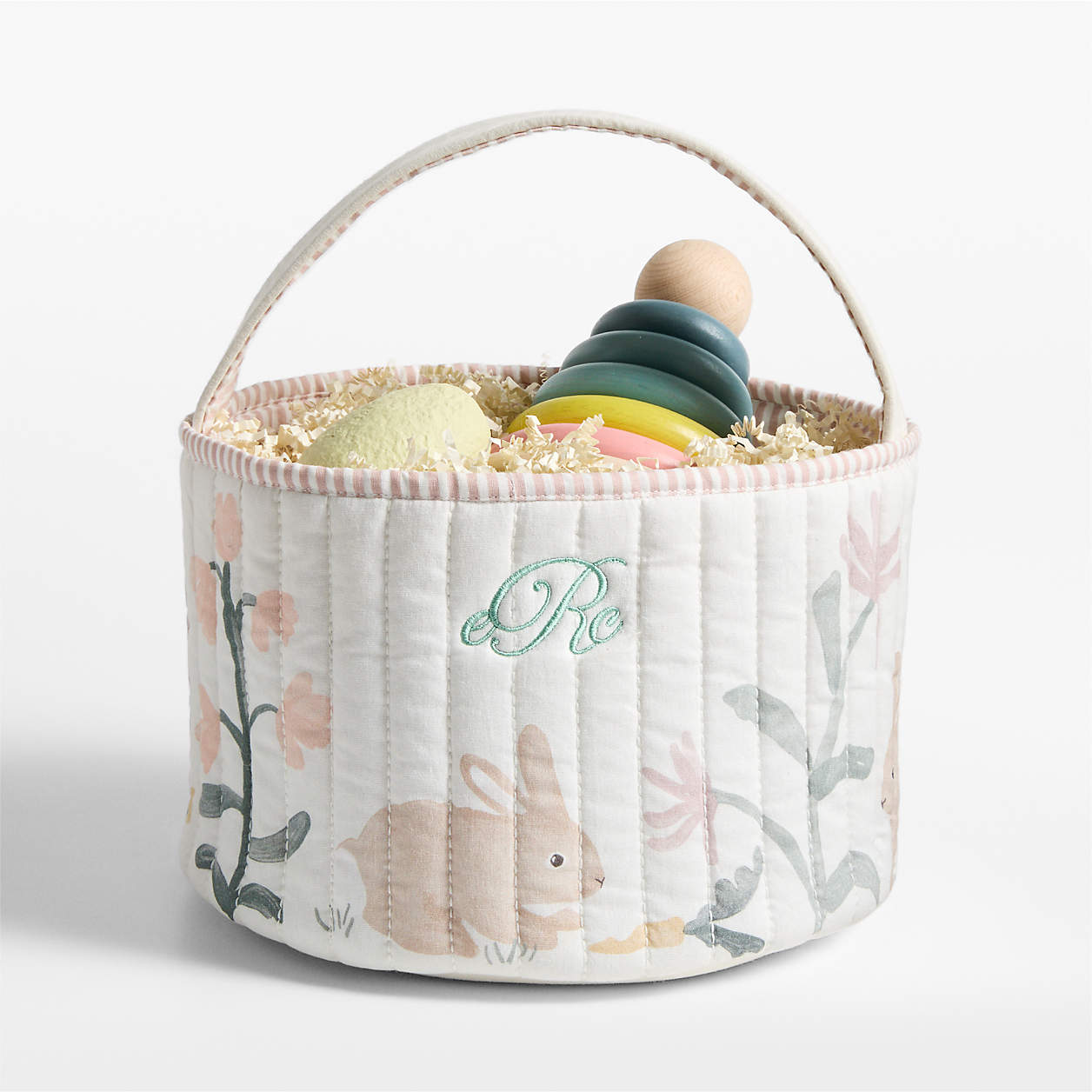 Quilted Tofu Cream Bunny Kids Easter Basket.