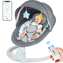 Babyeap Baby Swing para Bebés: Control Remoto por Aplicación Bluetooth, 5 Configuraciones de Velocidad, 10 Canciones de Cuna, Conector USB (Gris)