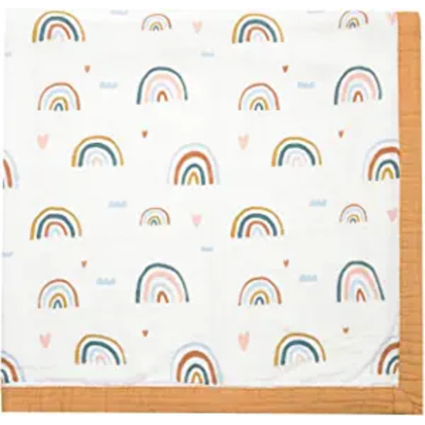 Little Jump Rainbow Muslin Quilt Blanket.