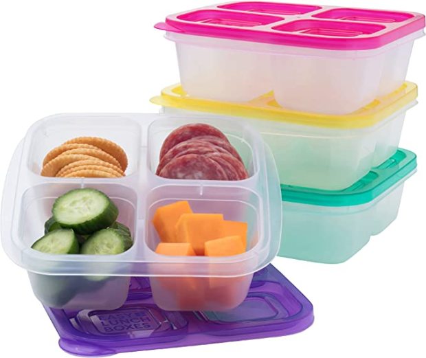 GoBe Kids Bento Style Lunch Box with Snack Spinner;- Divided Lunch  Container with 6 Compartments including Sandwich Tray and Fruit Storage,  For School