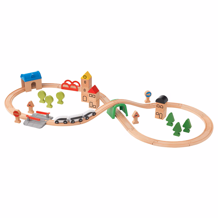 IKEA LILLABO 45-piece train set with track.