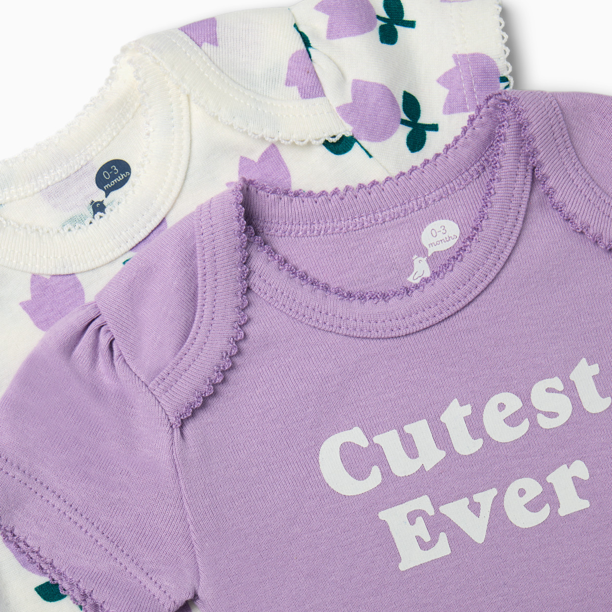 Small Story Organic Cotton Short Sleeve Print Mix Bodysuit (5 Pack) - Berry Sweet, 3-6 M.