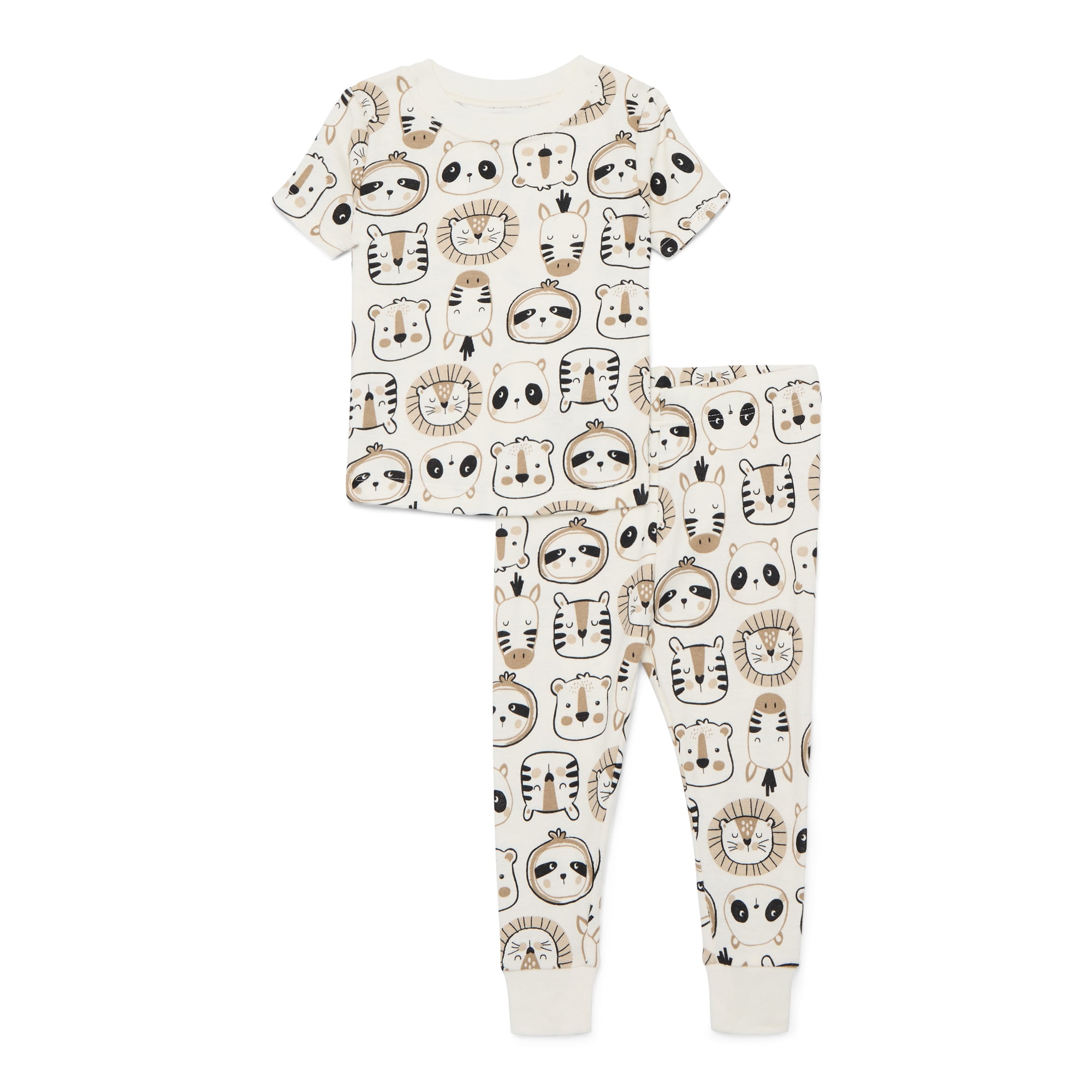 Cotton Snug-Fit Top and Pants Pajama Set.