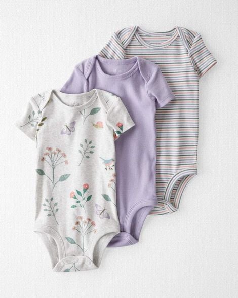 Organic Cotton Rib Bodysuits, 3-Pack.