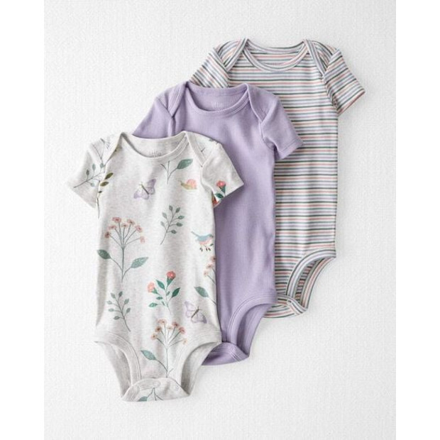 Organic Cotton Rib Bodysuits, 3-Pack.