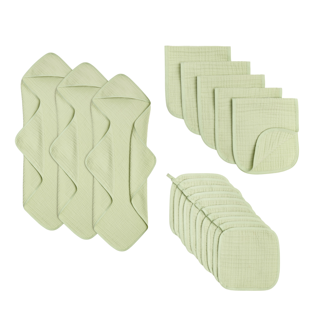 Small Story Muslin Essentials 18-Piece Gift Set - Sage.