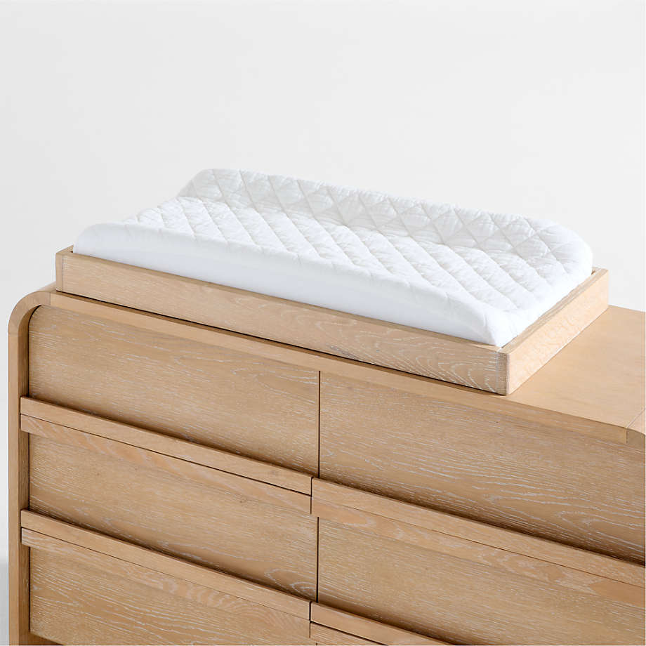 Crate & Barrel Mira Natural Oak Wood Baby Changing Table Topper.