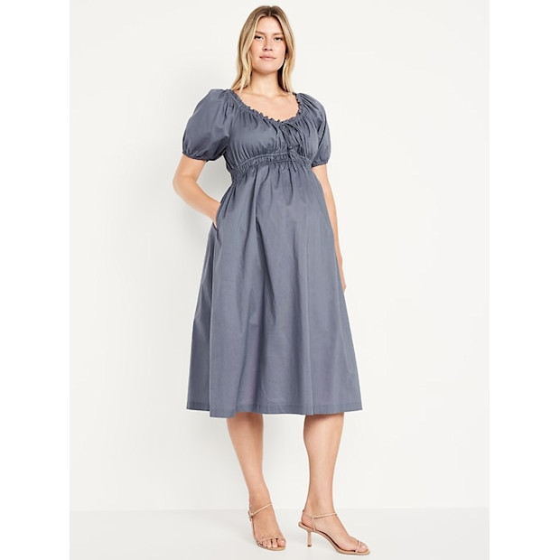 Old Navy Maternity Puff-Sleeve Midi Dress.