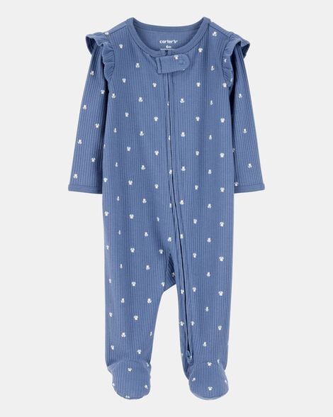 Carter's Mini Floral 2-Way Zip Ribbed Sleep & Play Pajamas.