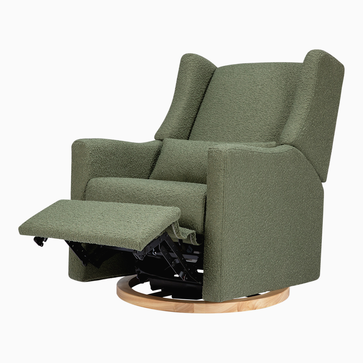 babyletto Kiwi Electronic Recliner and Swivel Glider - Olive Boucle With Light Base.