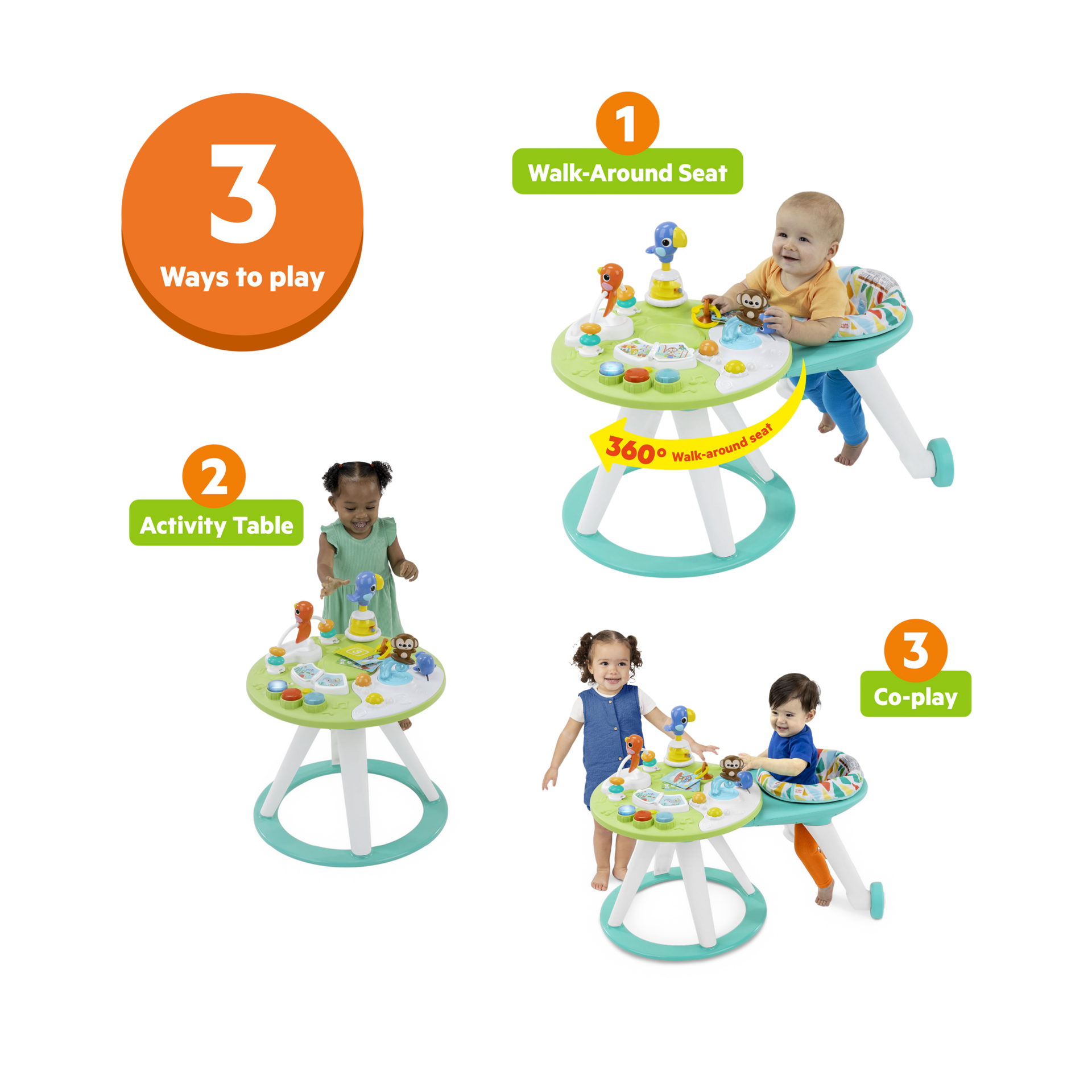 Bright Starts Around We Go 2-in-1 Walk-Around Baby Activity Center and Table - Tropic Cool.