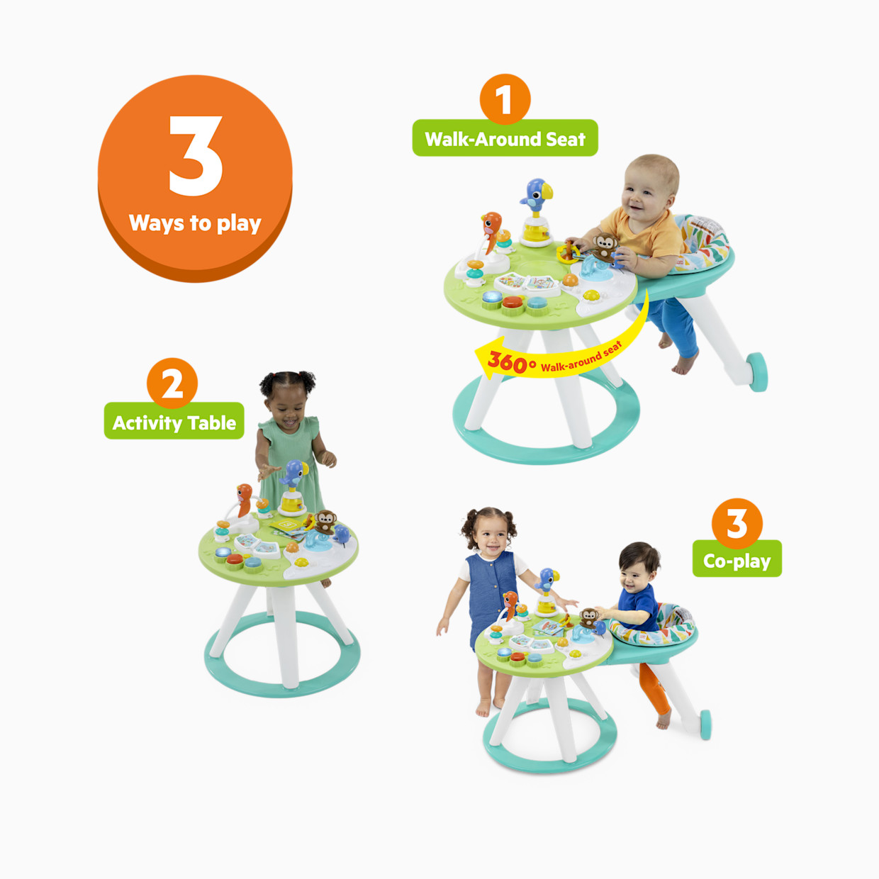 Bright Starts Around We Go 2-in-1 Walk-Around Baby Activity Center and Table - Tropic Cool.