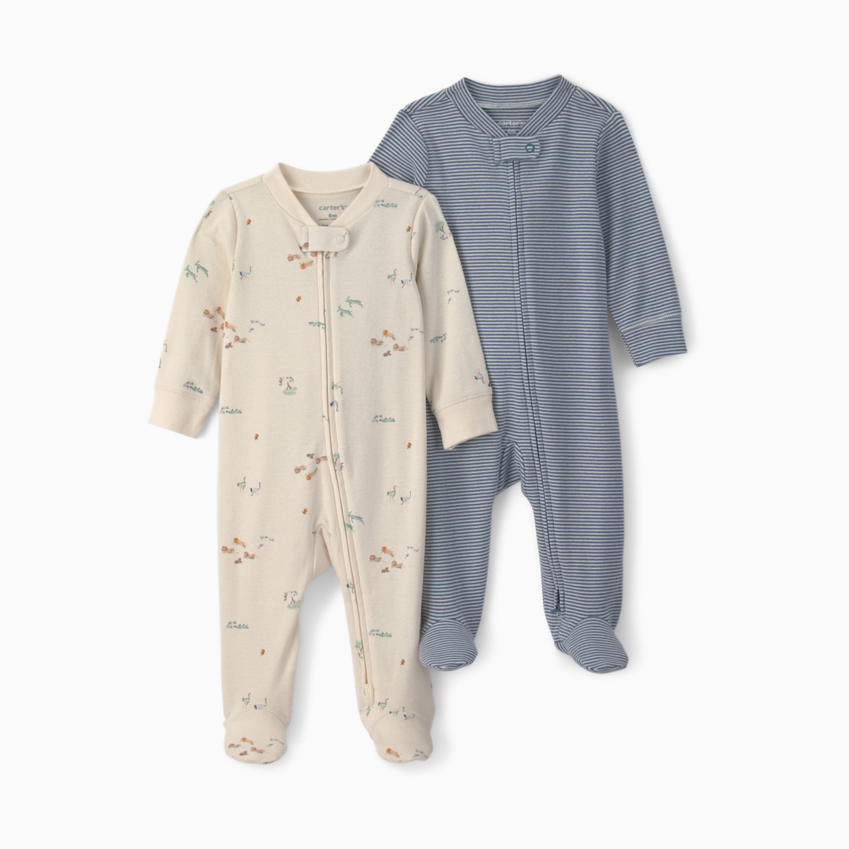 Carter's Snug Fit Sleep & Play Pajamas (2 Pack) - Blue/Ivory, Nb.