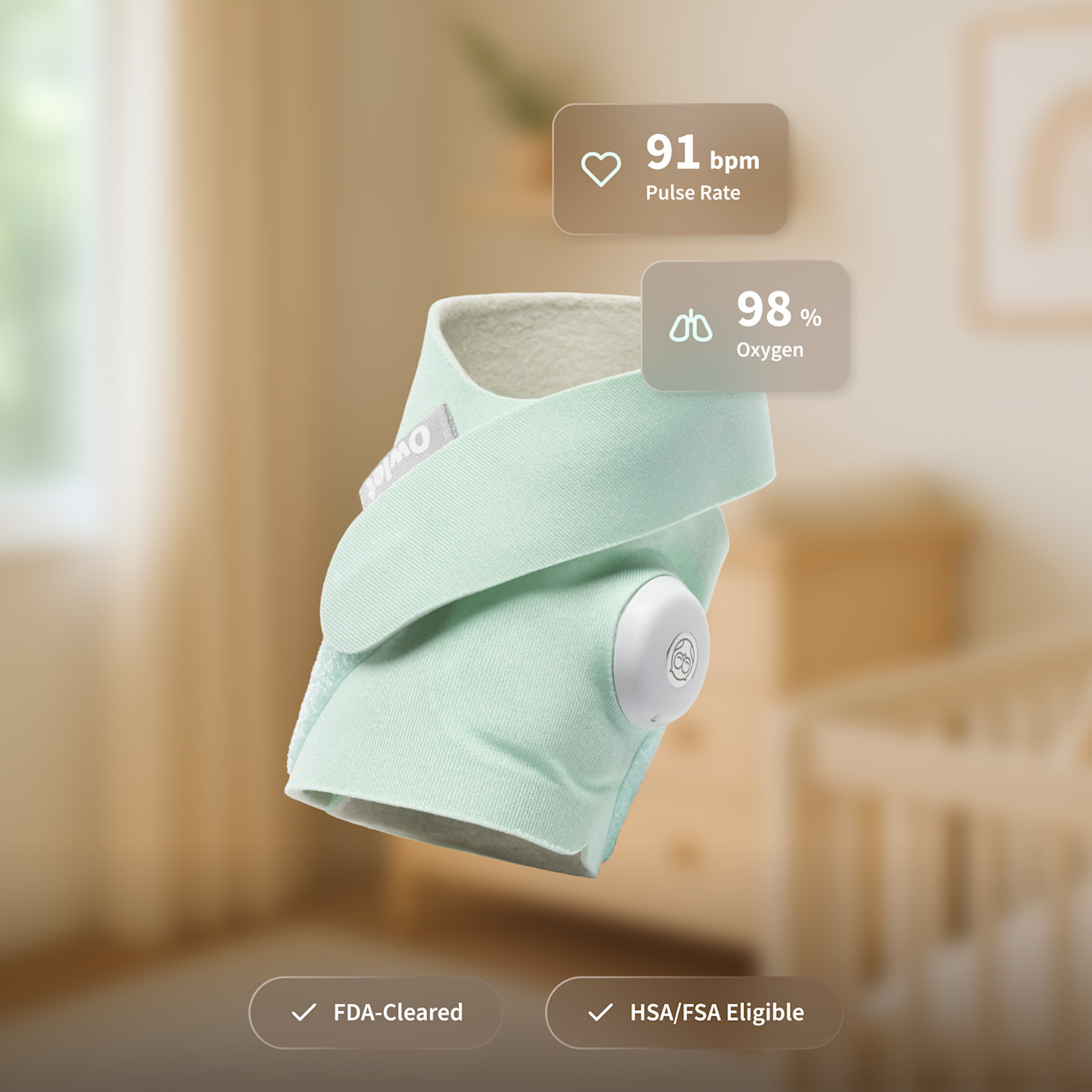 Owlet Dream Sock Smart Wearable Baby Monitor - Mint.