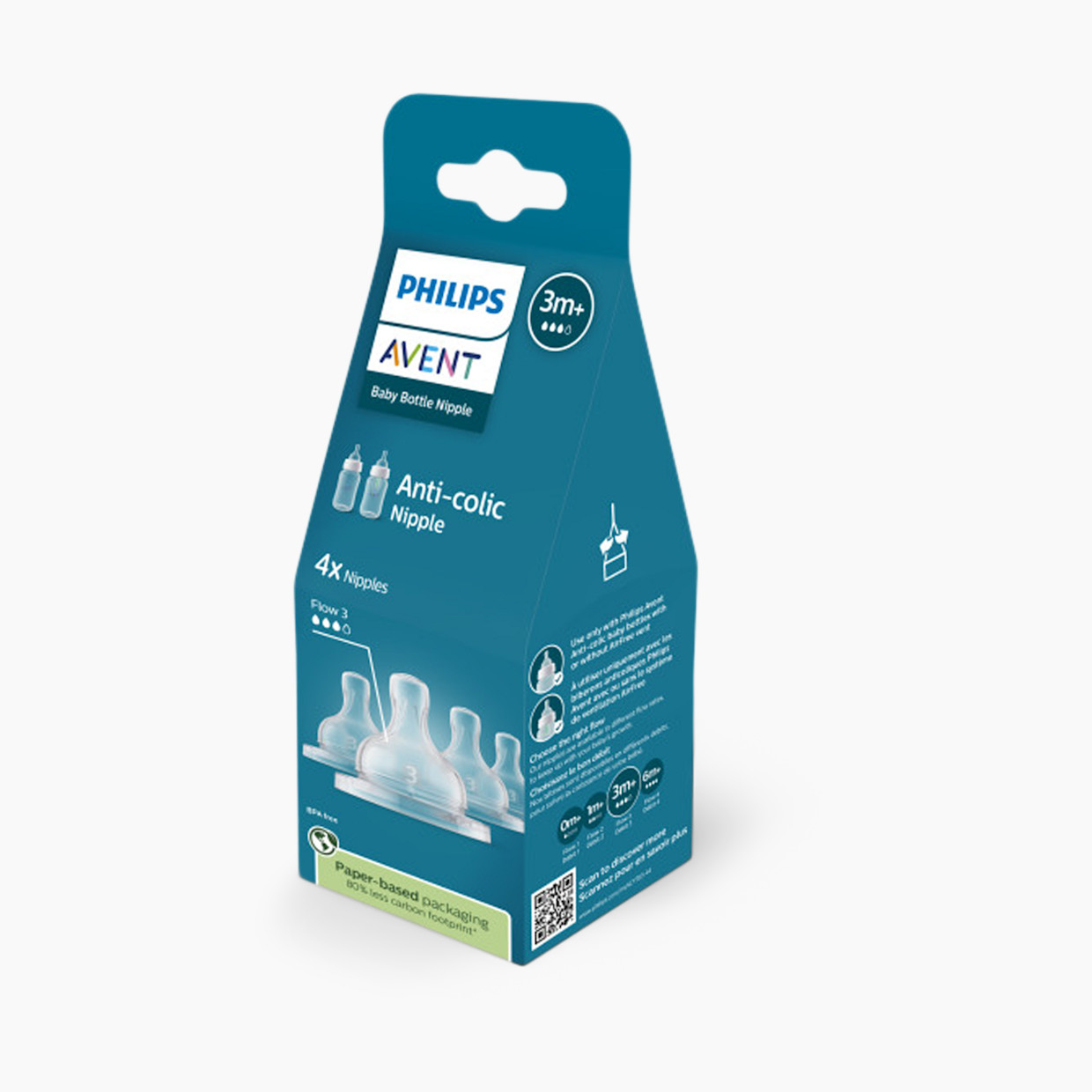 Philips Avent Anti-Colic Baby Bottle Nipples (4 Pack) - Level 3.