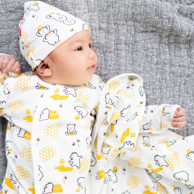Magnetic Me Organic Cotton Magnetic Gown Set - Honey Bee White, Nb-3 M.