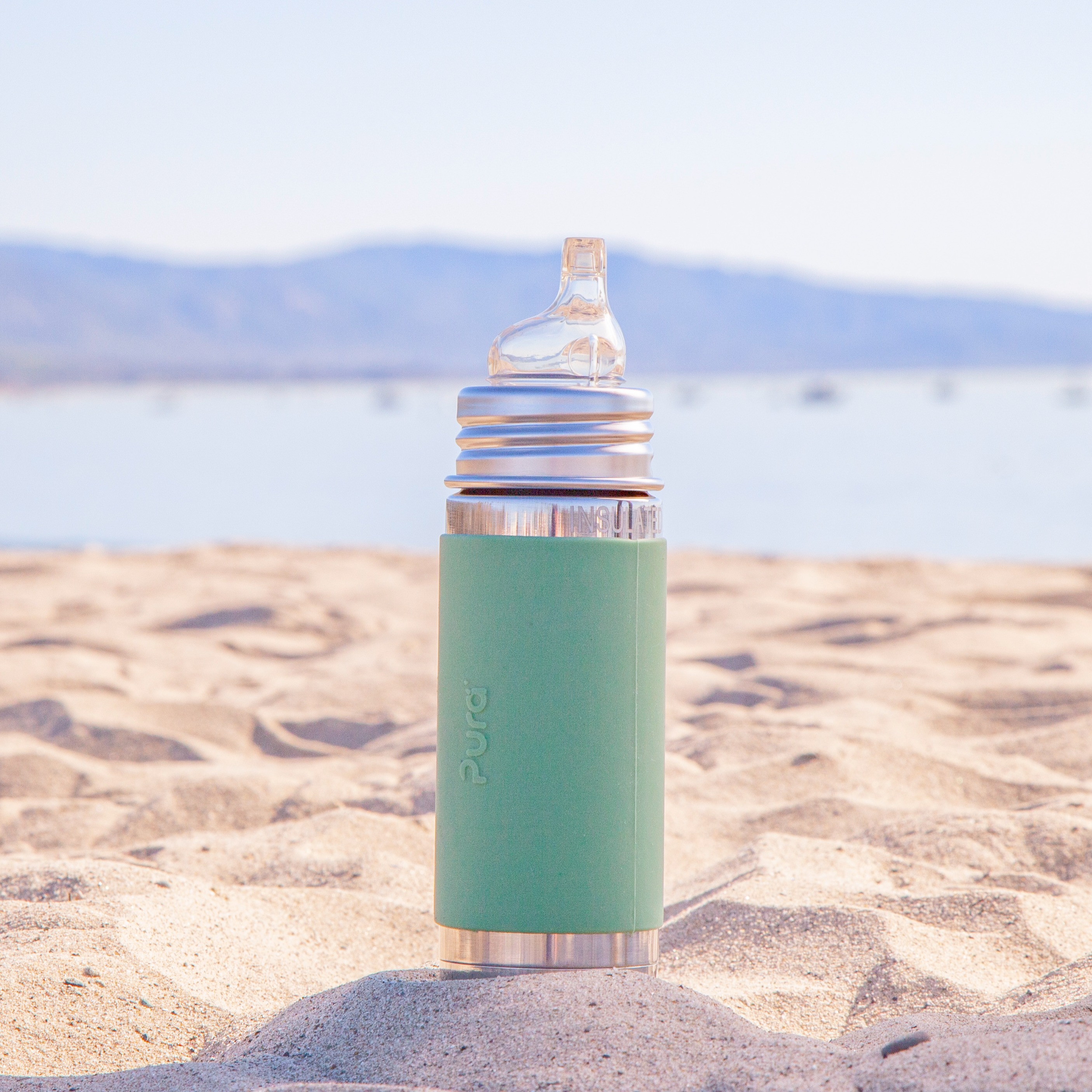 Pura Stainless Steel Convertible Sippy Cup Bottle - Moss, 11oz.