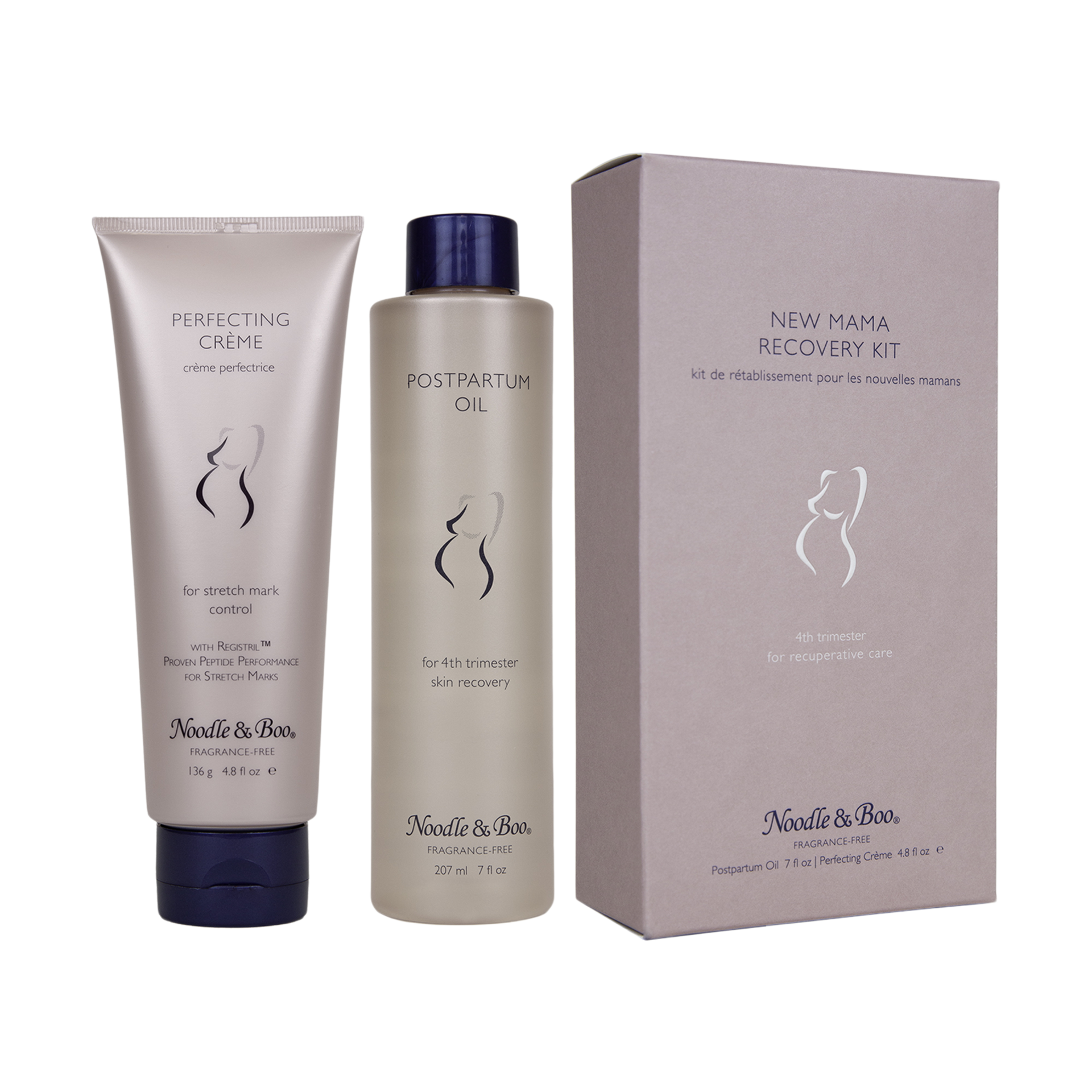 Noodle & Boo New Mama Skin Care and Recovery Kit - Perfecting Crème, Postpartum Oil - 4th Trimester, 11.8 fl. oz.
