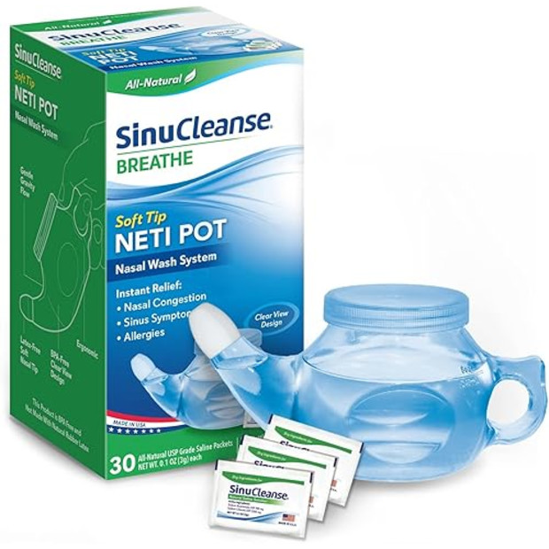SinuCleanse Soft Tip Neti Pot Nasal Wash System.