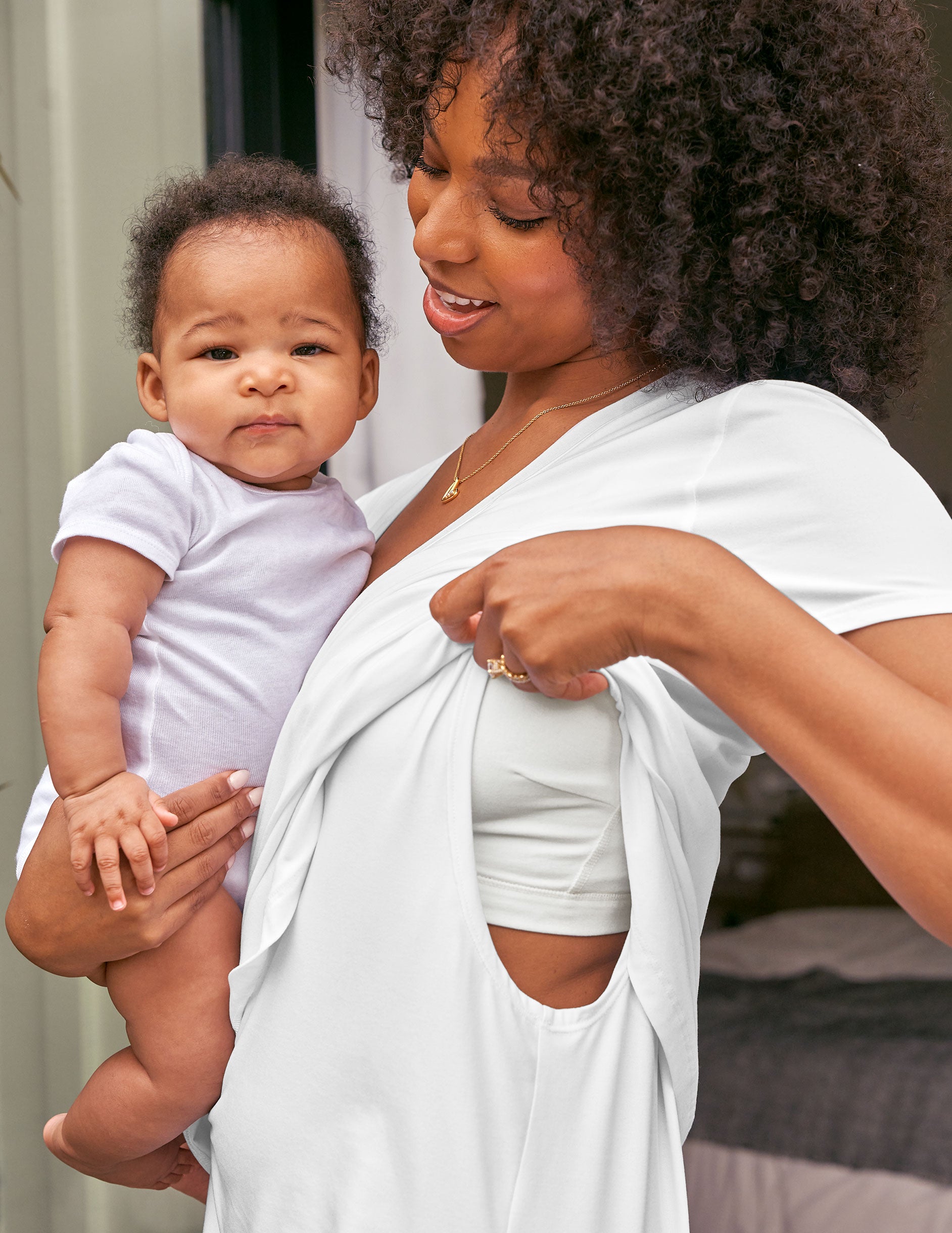 Beyond Yoga Cozy Cover Maternity Nursing Tee.