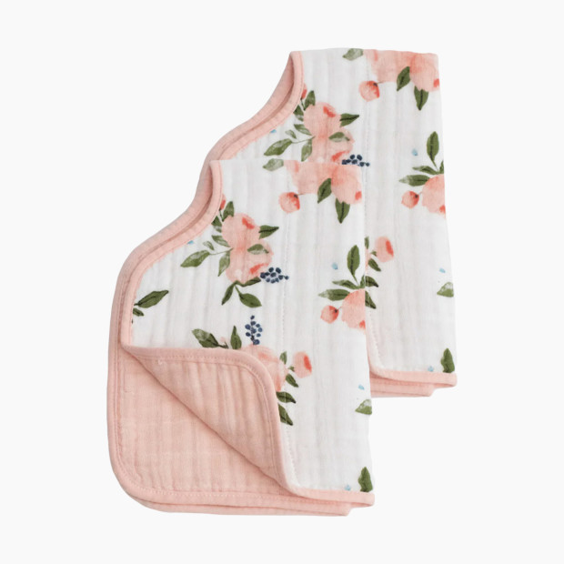Little Unicorn Cotton Muslin Burp Cloth (2 Pack) - Watercolor Roses.