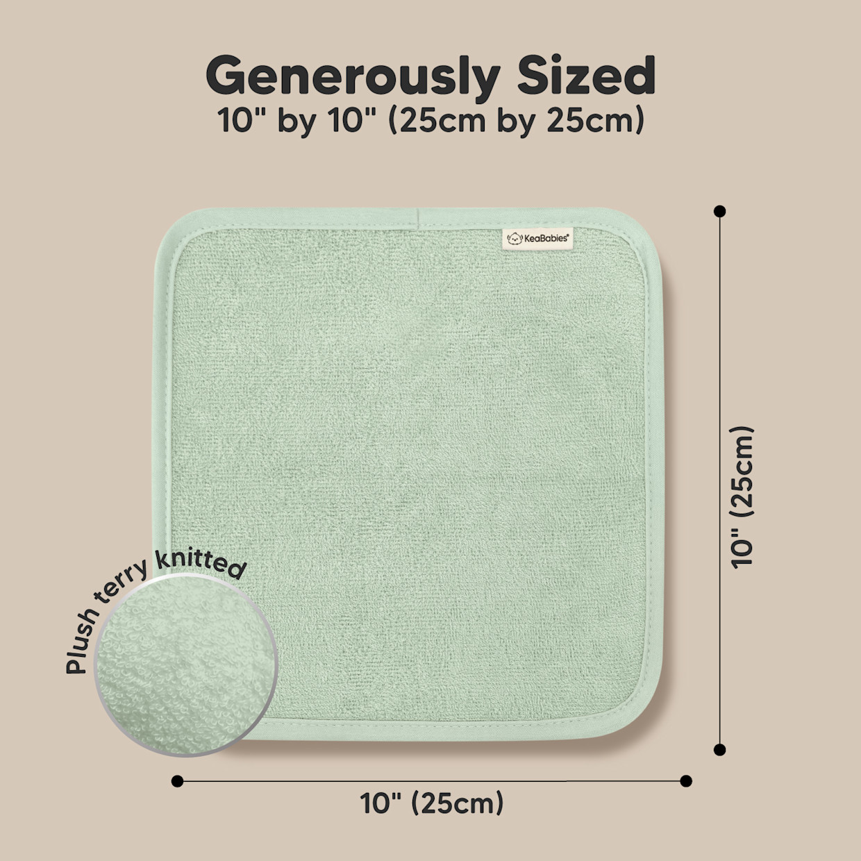 KeaBabies Deluxe Baby Bamboo Viscose Washcloths (6 Pack) - Pistachio, 6.
