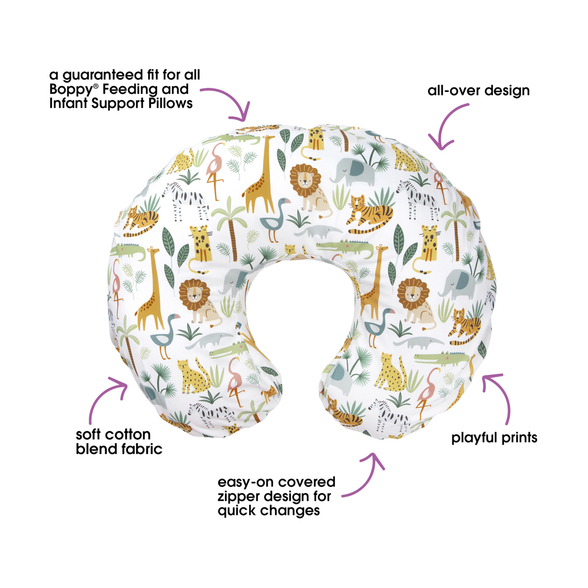 Boppy Original Nursing Pillow Cover Colorful Wildlife Babylist Shop