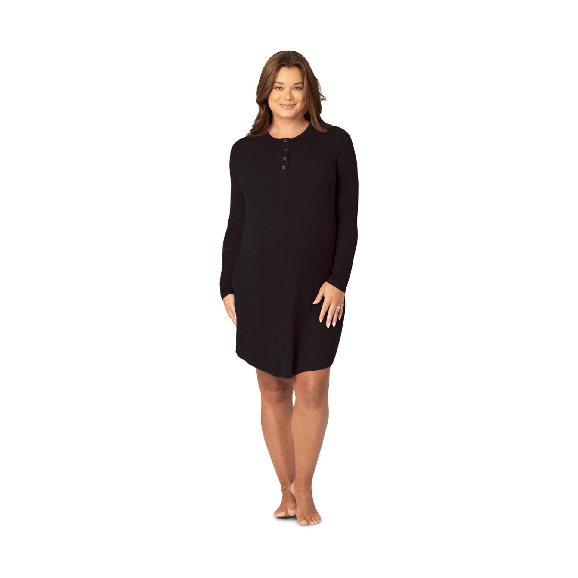 Kindred Bravely Riley Ribbed Bamboo Viscose Maternity & Nursing Nightgown.