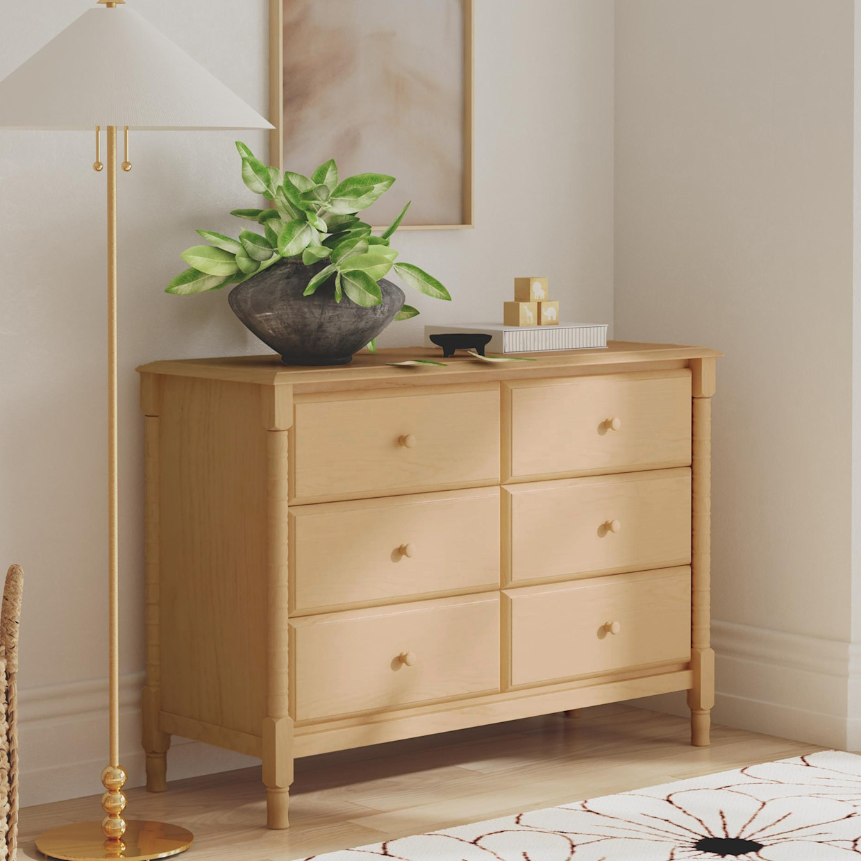 daVinci Jenny Lind Spindle 6-Drawer Dresser - Honey.