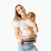 Tushbaby The Original Safety-Certified Hip Carrier for Babies & Toddlers: Machine Washable Child Waist Seat with Pocket Storage, As Seen on Shark Tank (23”-44” Waist, 0-3 yrs up to 45lbs) – Grey